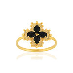 Bague plaqué or croix agates - vue 1