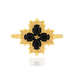 Bague plaqué or croix agates - vue 3