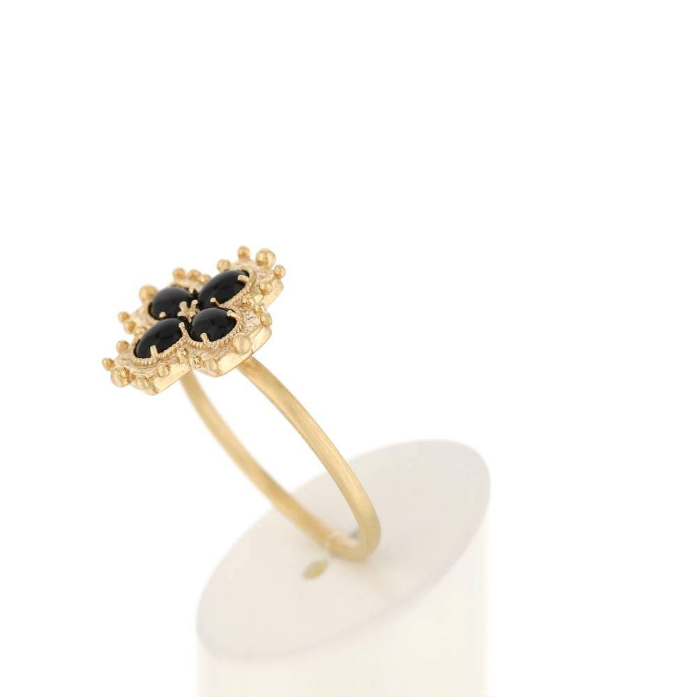 Bague plaqué or croix agates - vue 5