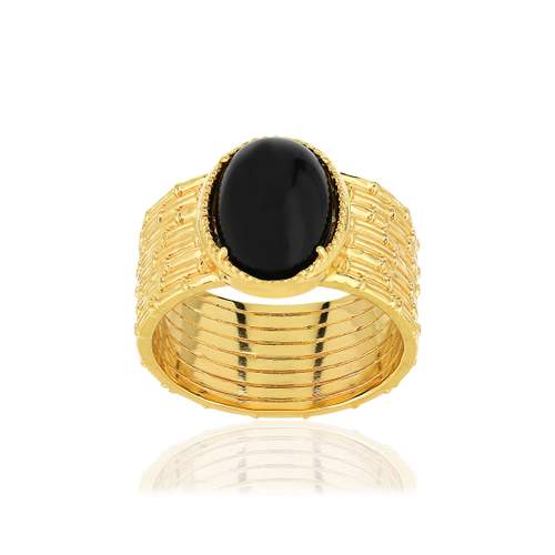 Bague plaqué or agate