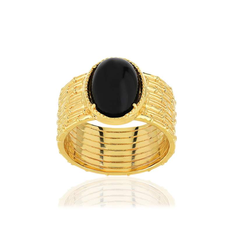 Bague plaqué or agate - vue 1