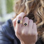 Bague plaqué or agate - vue porté 2