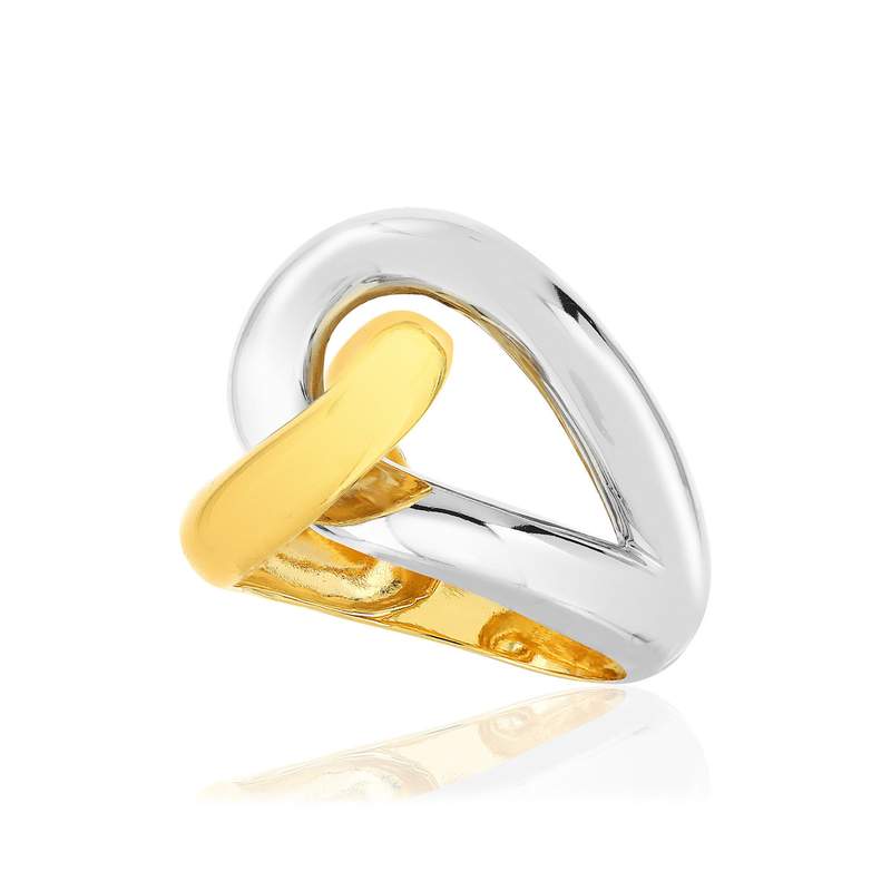 Bague plaqué or 2 tons volute - vue D1