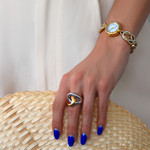 2-tone gold-plated volute ring - view worn 1