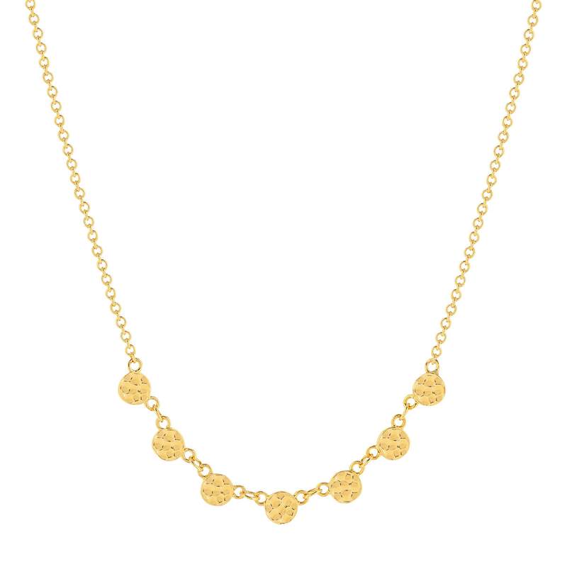 Collier plaqué or pastilles martellées 45 cm - vue 1