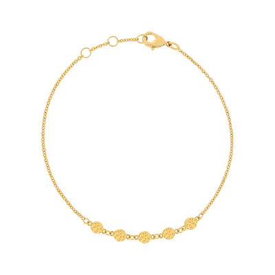 Bracelet plaqué or pastilles martellées 19 cm - vue 1