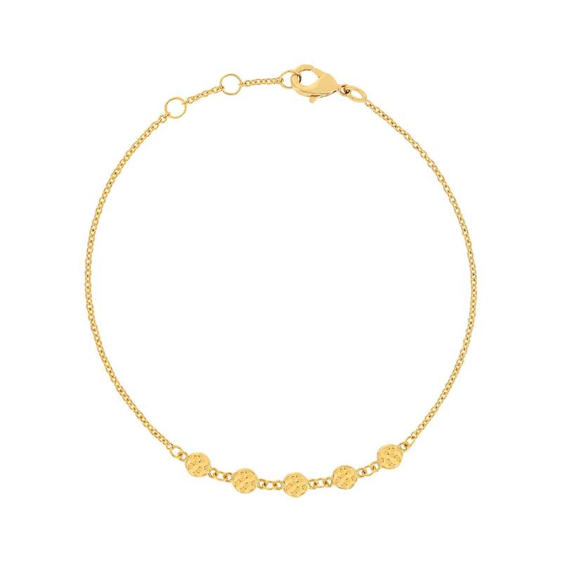 Bracelet plaqué or pastilles martellées 19 cm - vue 1