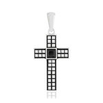 Pendentif argent 925 croix onyx - vue 1
