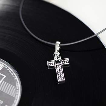 Pendentif argent 925 croix onyx