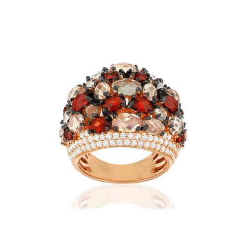 Bague argent 925 rosé zirconias multicolores