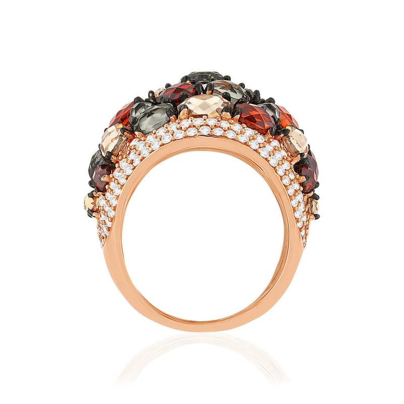 Bague argent 925 rosé zirconias multicolores - vue 2