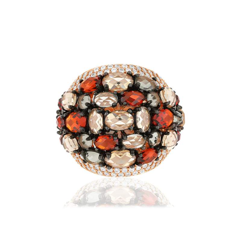 Bague argent 925 rosé zirconias multicolores - vue 3