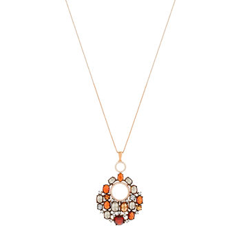Collier argent 925 rosé zirconias multicolores 42