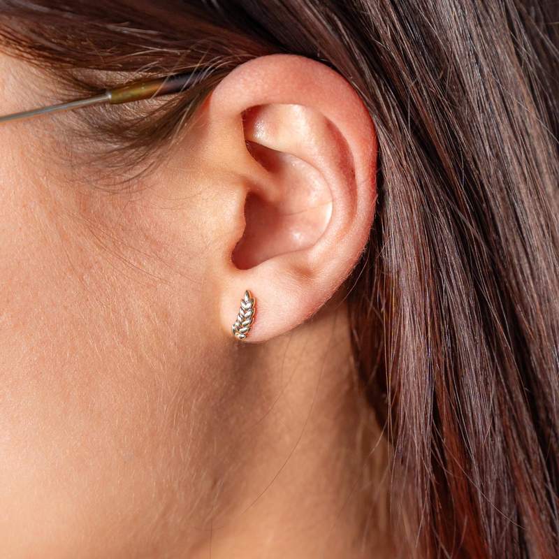 Boucles d'oreilles plaqué or épi de blé - vue porté 1