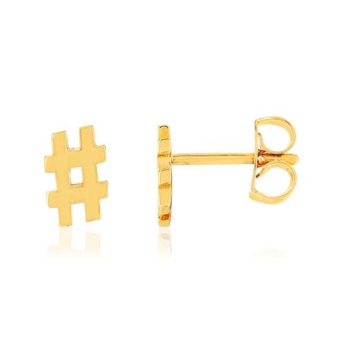 Boucles d'oreilles plaque or hashtag