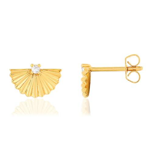 Boucles d'oreilles plaqué or zirconias éventails