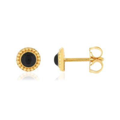 Boucles d'oreilles plaqué or onyx