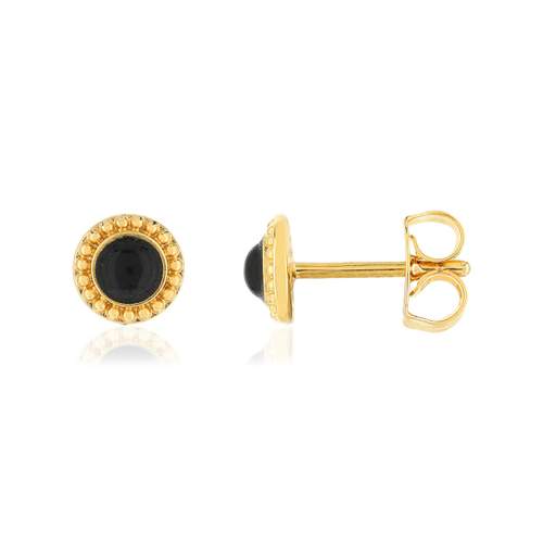 Boucles d'oreilles plaqué or onyx