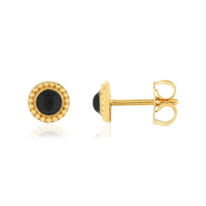 Boucles d'oreilles plaqué or onyx - vue 1