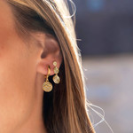 Boucles d'oreilles plaqué or effet feuille d'or - vue porté 1