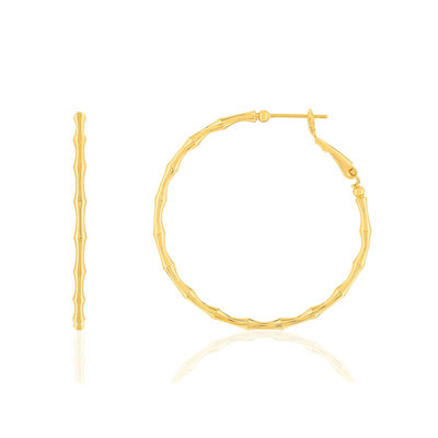 Créoles plaqué or effet bambou - vue 1