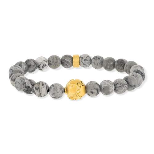 Elastic bracelet jasper matte steel 19 cm