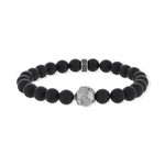 Bracelet élastique jaspe acier mat 19 cm - vue 1