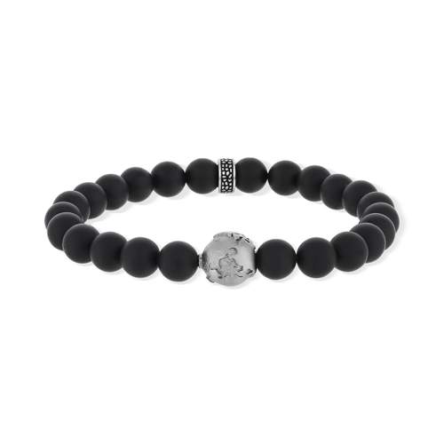 Bracelet élastique jaspe acier mat 19 cm