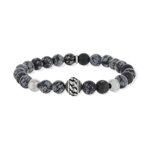 Elastische armband met stenen en staal, 19 cm