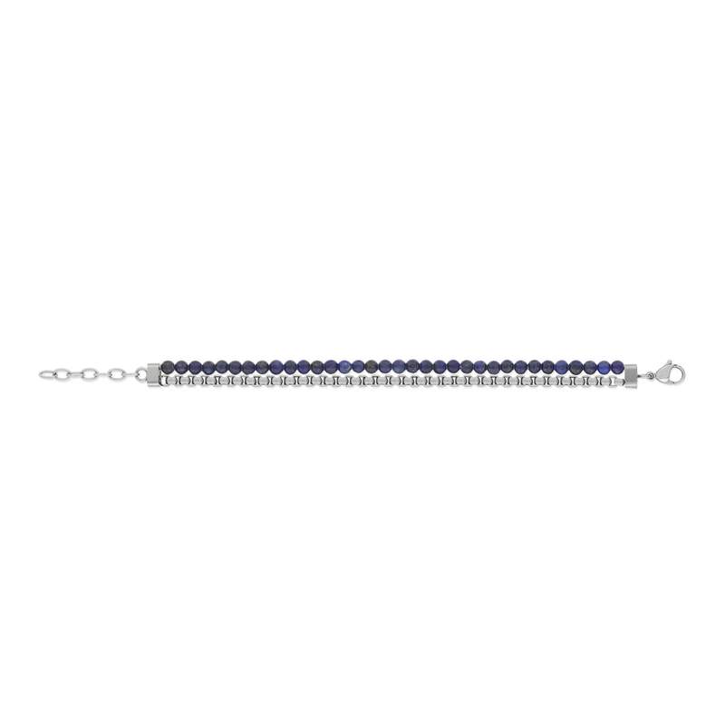 Bracelet acier lapis longueur 20,5 cm - vue 1