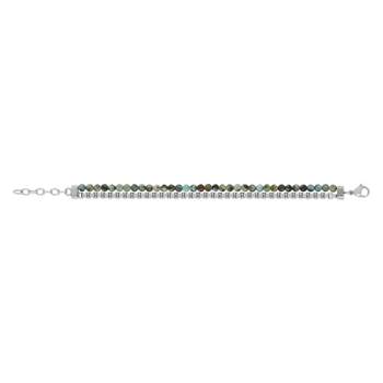 Bracelet acier pierres naturelles 20,5 cm