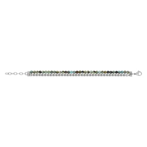Bracelet acier pierres naturelles 20,5 cm