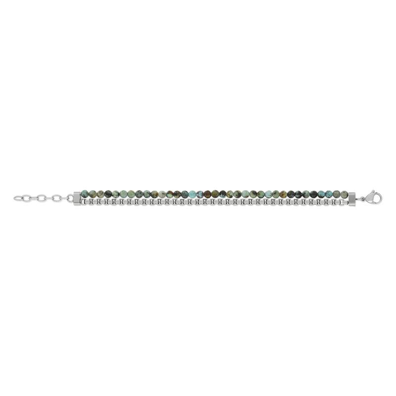 Bracelet acier pierres naturelles 20,5 cm - vue 1