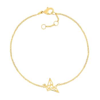 Bracelet plaqué or cygne en origami 19 cm