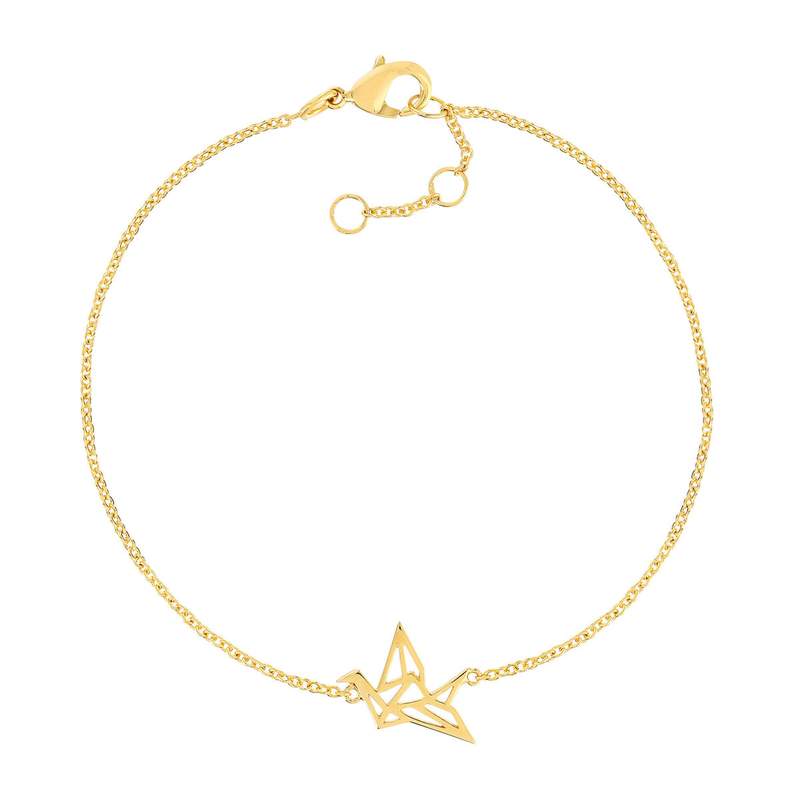 Bracelet plaqué or cygne en origami 19 cm - vue 1