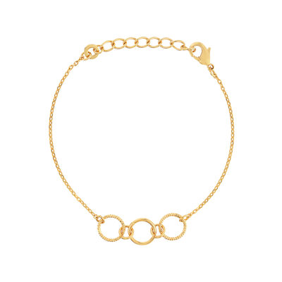 Bracelet plaqué or 3 anneaux 18 cm