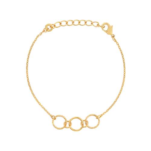 Bracelet plaqué or 3 anneaux 18 cm