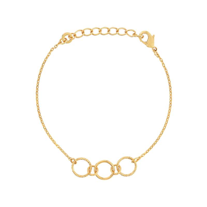 Bracelet plaqué or 3 anneaux 18 cm - vue 1
