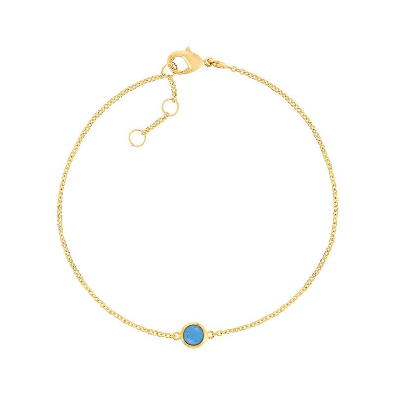 Bracelet plaqué or turquoise imitation 19 cm - vue 1