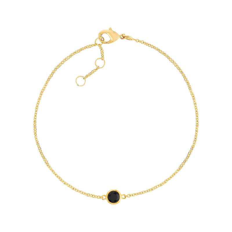 Bracelet plaqué or onyx imitation 19 cm - vue 1