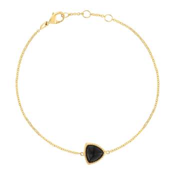 Bracelet plaqué or onyx 19 cm