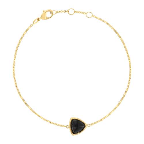 Bracelet plaqué or onyx 19 cm