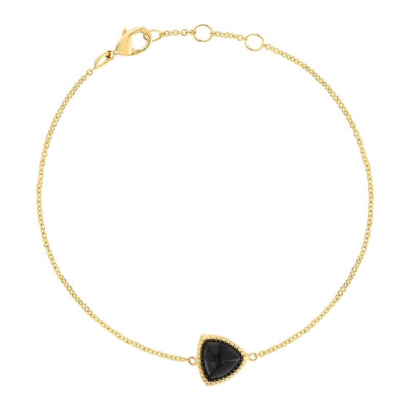 Bracelet plaqué or onyx 19 cm - vue 1