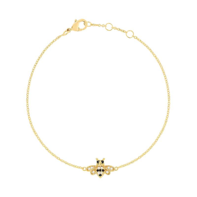 Bracelet plaqué or zirconias motif abeille 19 cm - vue 1