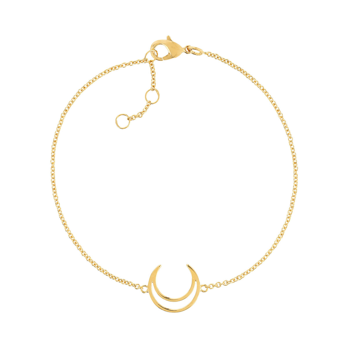 Bracelet plaqué or motif croissant de lune 19 cm
