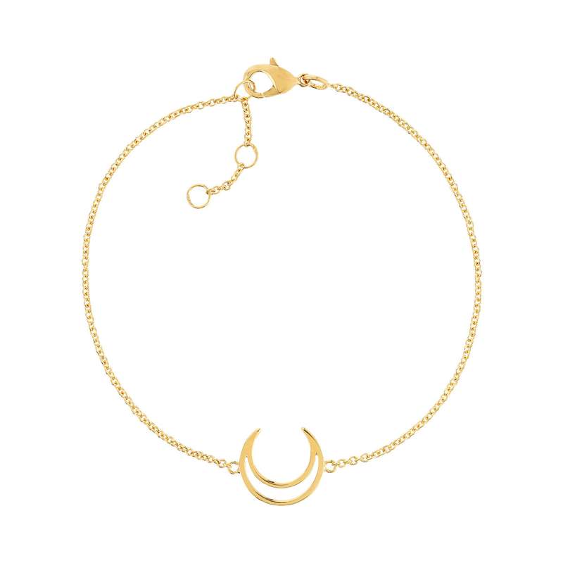 Bracelet plaqué or motif croissant de lune 19 cm - vue 1