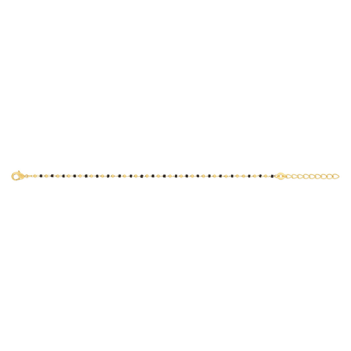 Bracelet plaqué or perles imitation noires 18 cm - vue 2