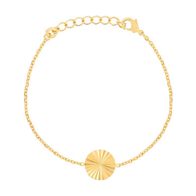 Bracelet plaqué or soleil strié 18 cm