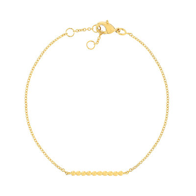 Bracelet plaqué or barre perlée 19 cm - vue 1
