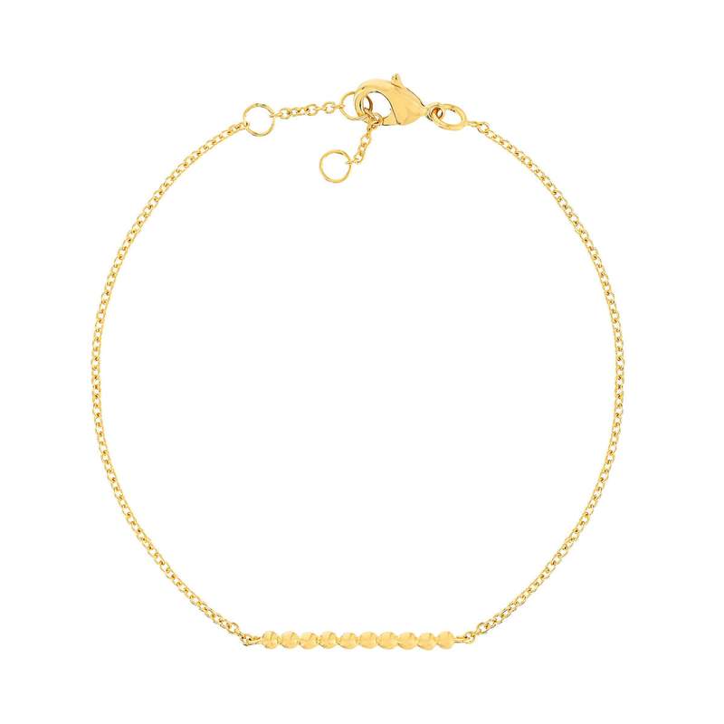 Bracelet plaqué or barre perlée 19 cm - vue 1